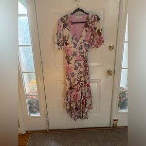 S Adeline Rae flutter floral midi dress